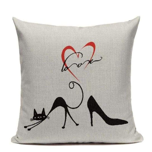 Tiptophomedecor Black Cartoon Cat Cushion Covers