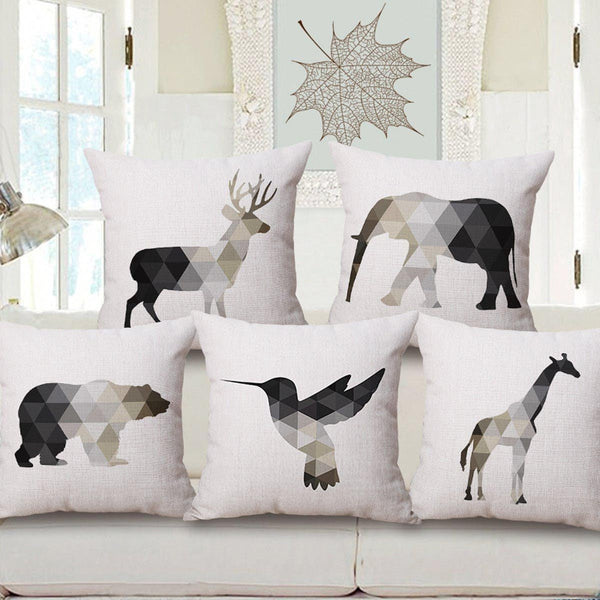 Black White Beige Nordic Geometric Animals Cushion Covers-Tiptophomedecor