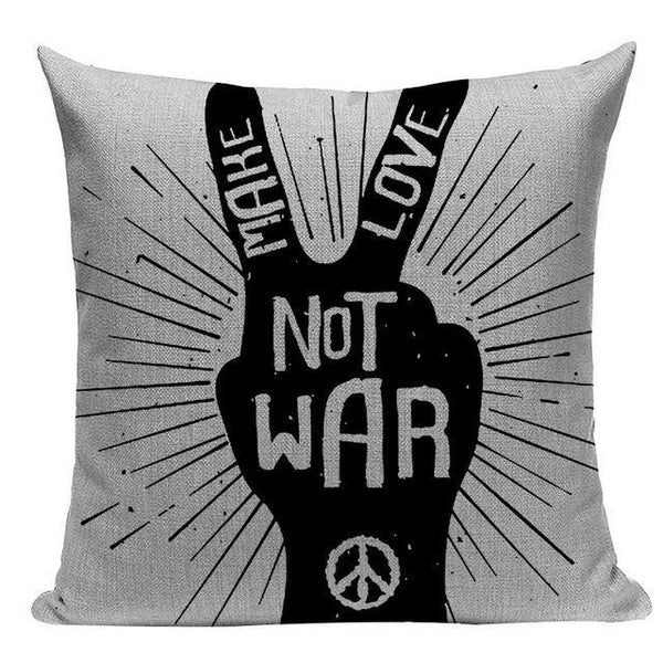 Black White Love Not War Nordic Cushion Covers-Tiptophomedecor