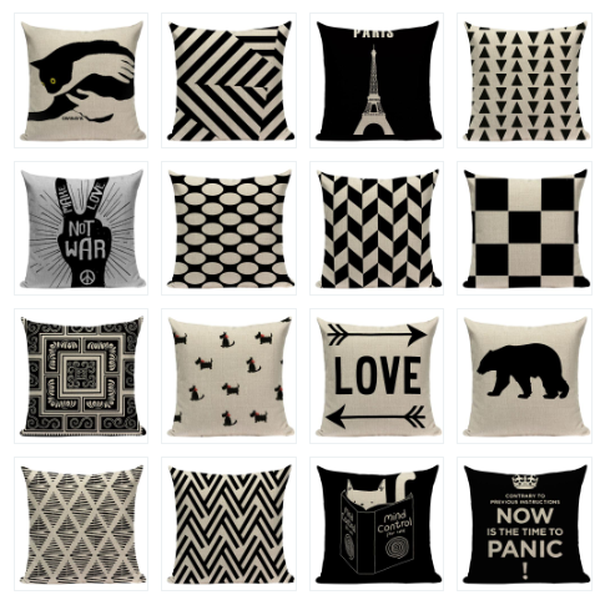 Black White Love Not War Nordic Cushion Covers-Tiptophomedecor