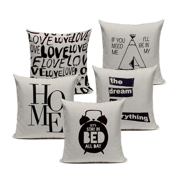 Black White Quote Love Home Wild Free Cushion Covers-Tiptophomedecor