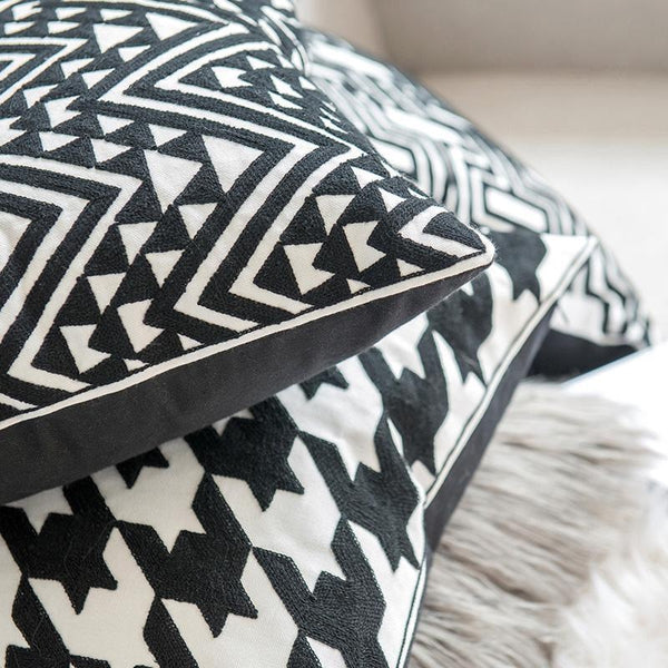 Black White Stitched Pillow Covers-TipTopHomeDecor