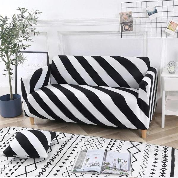 Black White Striped Sofa Slipcover