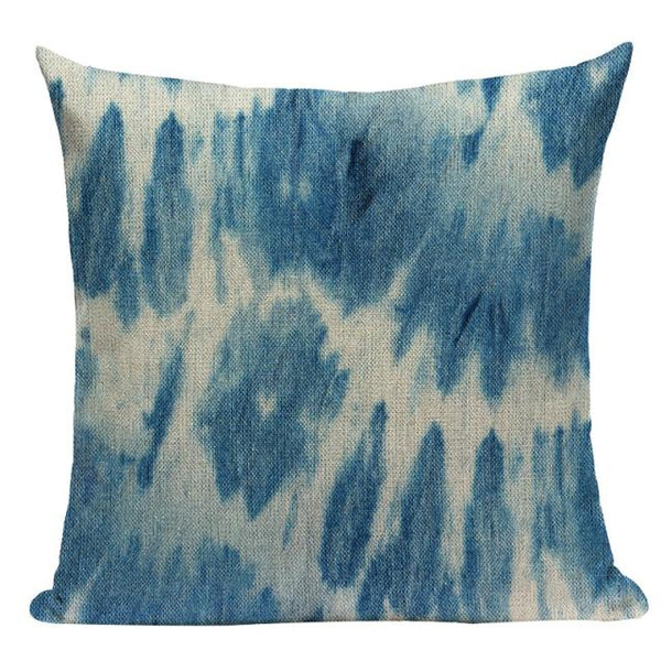 Blue Batik Tie Dye Ink Washed Cushion Covers-TipTopHomeDecor