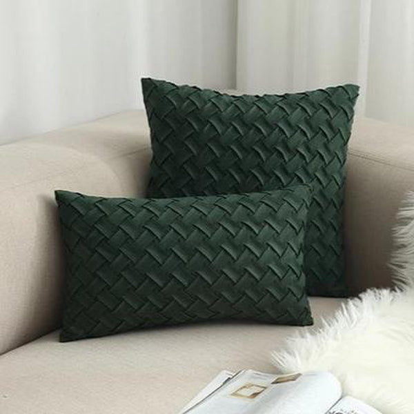 Blue Green Woven Pattern Cushion Covers-Tiptophomedecor-Interior-Design-Home-Decor