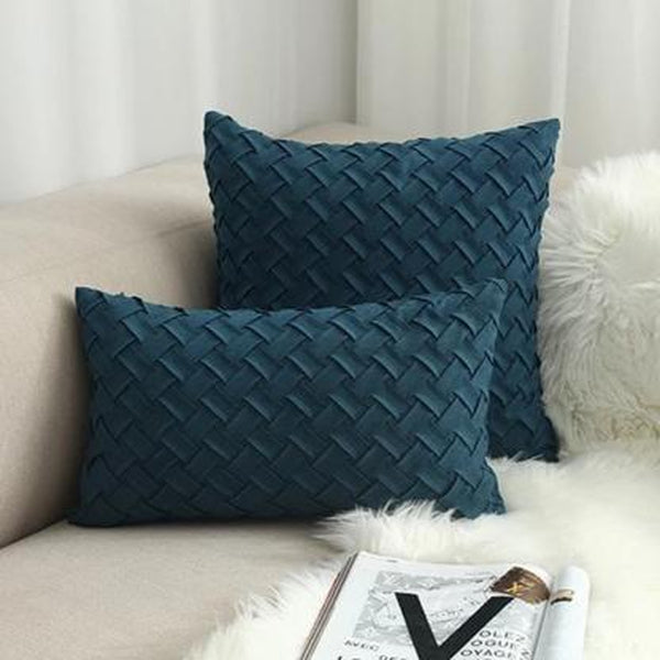 Blue Green Woven Pattern Cushion Covers-Tiptophomedecor-Interior-Design-Home-Decor