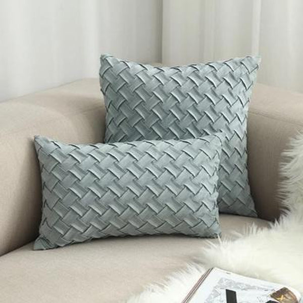 Blue Green Woven Pattern Cushion Covers-Tiptophomedecor-Interior-Design-Home-Decor