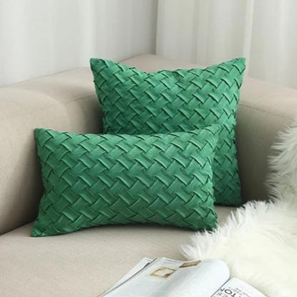 Blue Green Woven Pattern Cushion Covers-Tiptophomedecor-Interior-Design-Home-Decor