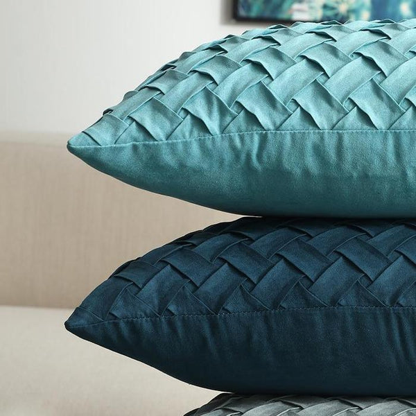 Blue Green Woven Pattern Cushion Covers-Tiptophomedecor-Interior-Design-Home-Decor