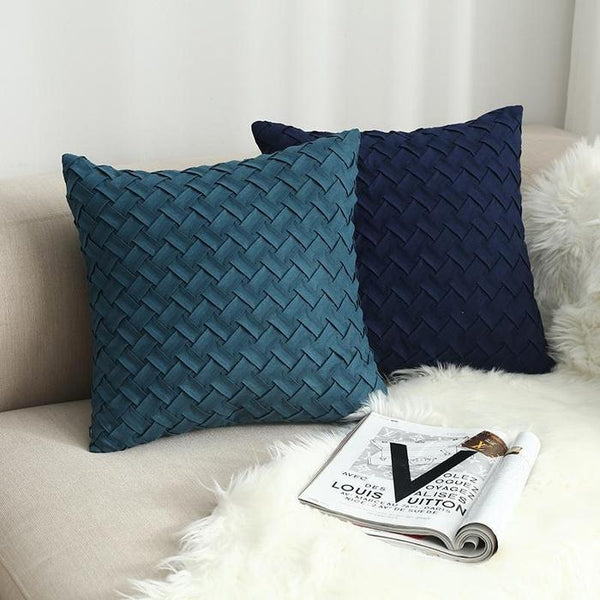 Blue Green Woven Pattern Cushion Covers-Tiptophomedecor-Interior-Design-Home-Decor