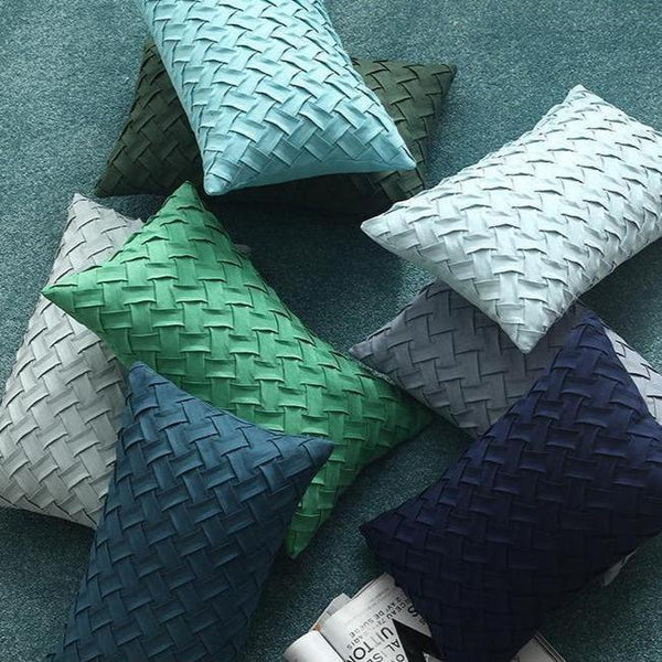 Blue Green Woven Pattern Cushion Covers-Tiptophomedecor-Interior-Design-Home-Decor