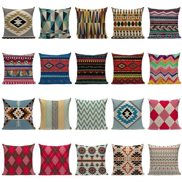 Bohemian Ethnic Geometric Pattern Throw Pillow Cushion Covers-Tiptophomedecor-Interior-Design-Home-Decor