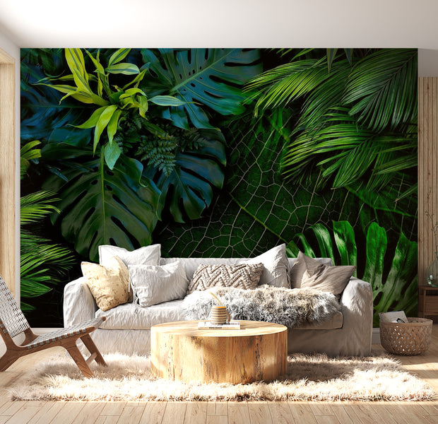 Peel & Stick Botanical Wall Mural - Dark Jungle - Removable Wall Decals