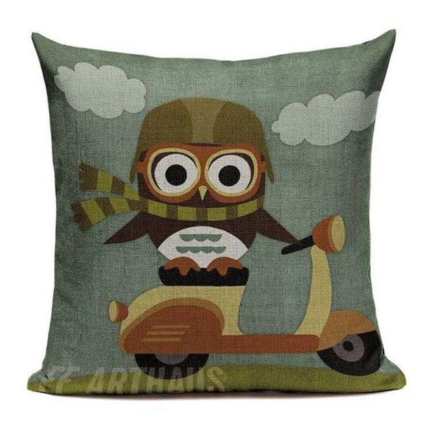 Cartoon Owl Kids Room Cushion Covers Throw Pillow Cases-Tiptophomedecor