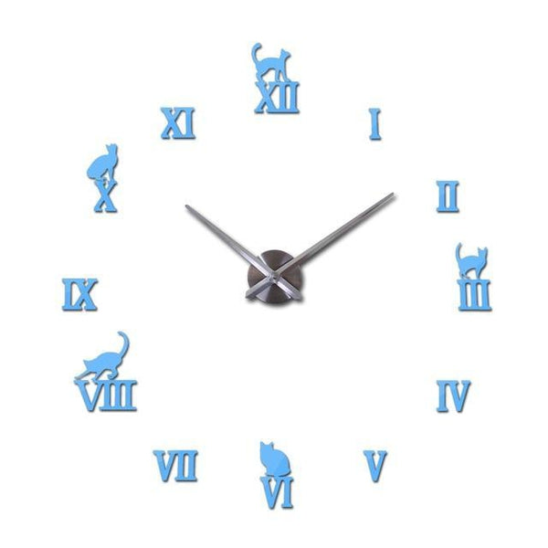 Cat Big 3D Wall Clock Decal-TipTopHomeDecor