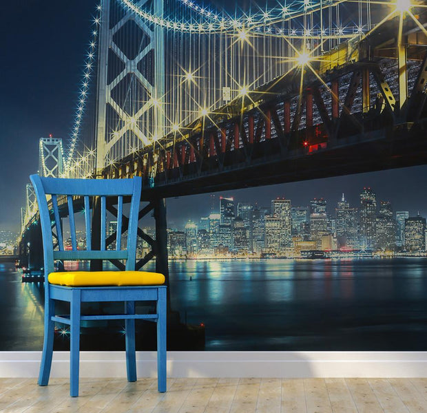 Wall mural - Bay Bridge at night-TipTopHomeDecor