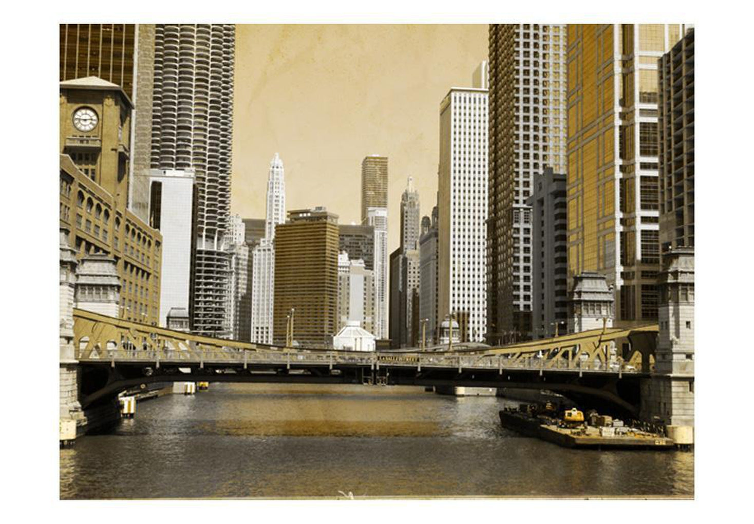 Wall mural - Chicago's bridge (vintage effect)-TipTopHomeDecor