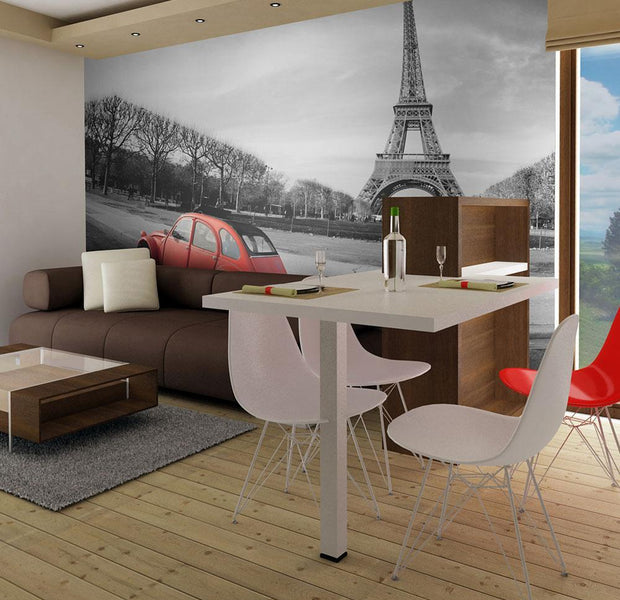Wall mural - Eiffel Tower and red car-TipTopHomeDecor