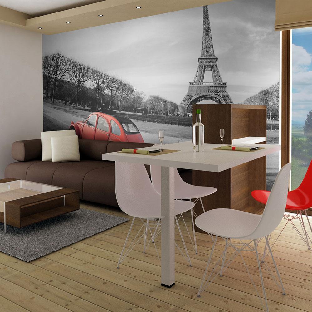 Wall mural - Eiffel Tower and red car-TipTopHomeDecor