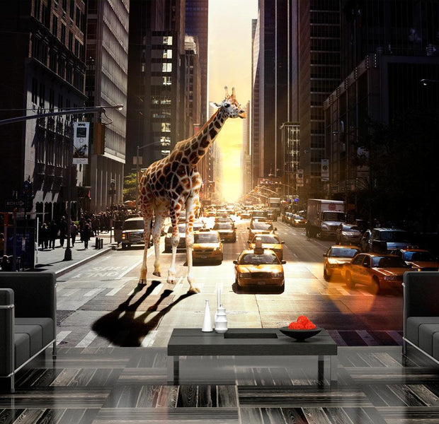 Wall mural - Giraffe in the big city-TipTopHomeDecor
