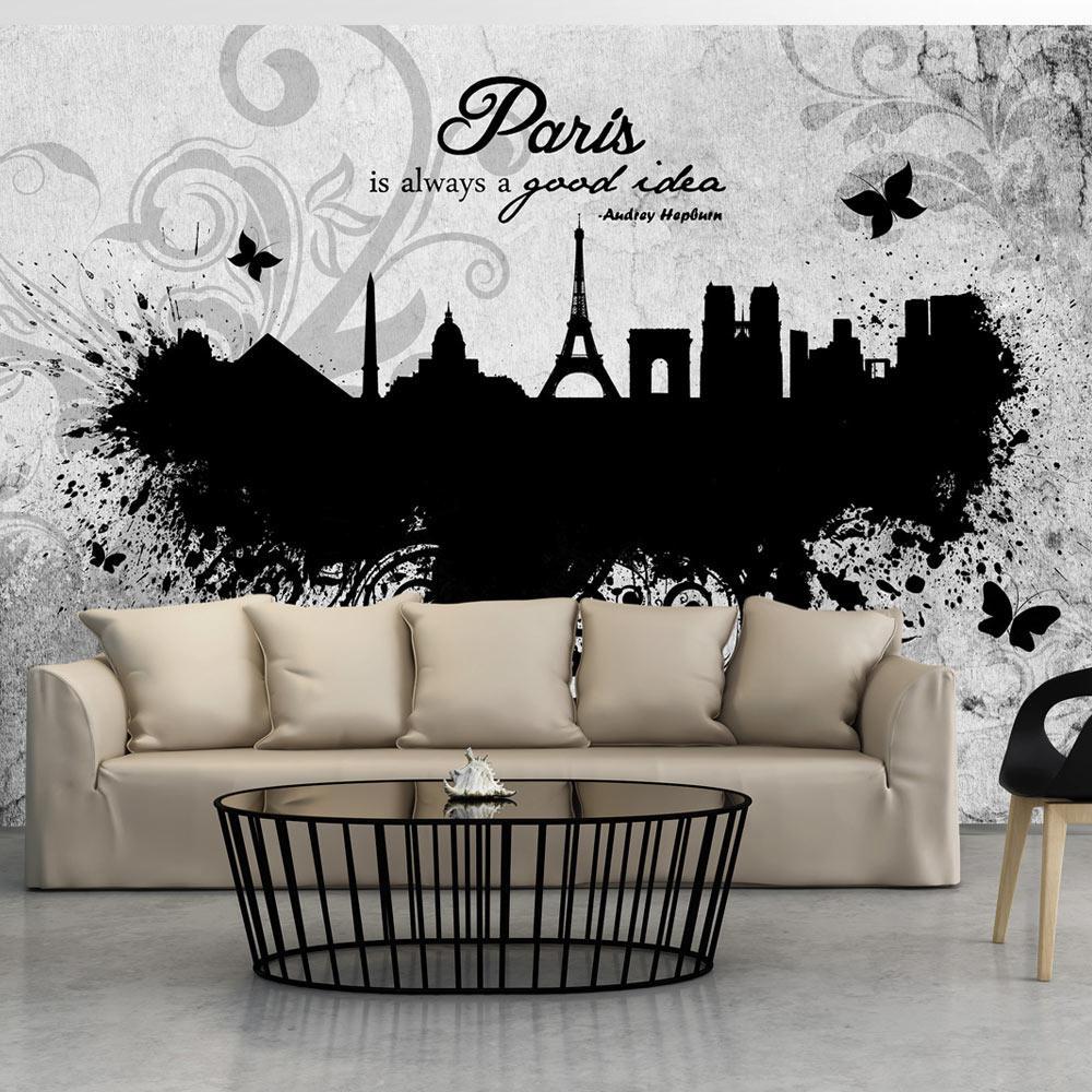 Wall mural - Paris is always a good idea - black and white-TipTopHomeDecor