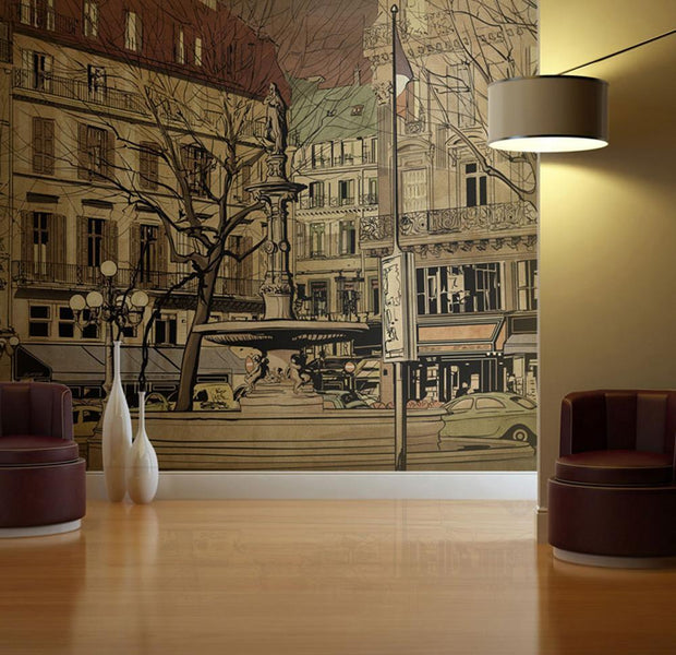 Wall mural - Parisian fountain-TipTopHomeDecor