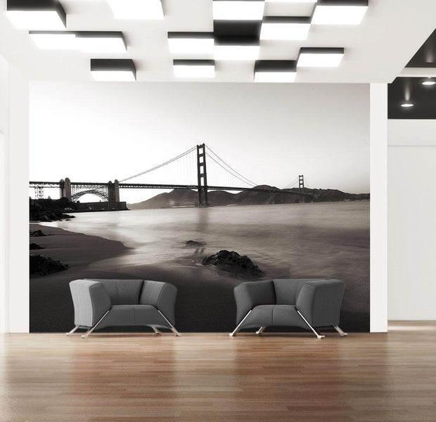 Wall mural - San Francisco: Golden Gate Bridge in black and white-TipTopHomeDecor