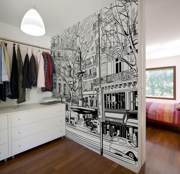 Wall mural - Sketch of parisian fountain-TipTopHomeDecor