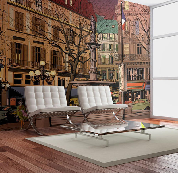 Wall mural - Walk through the French square-TipTopHomeDecor