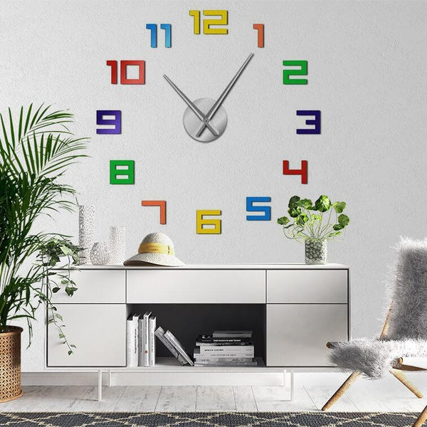 Colorful Numbers 3D Wall Clock Decal-TipTopHomeDecor
