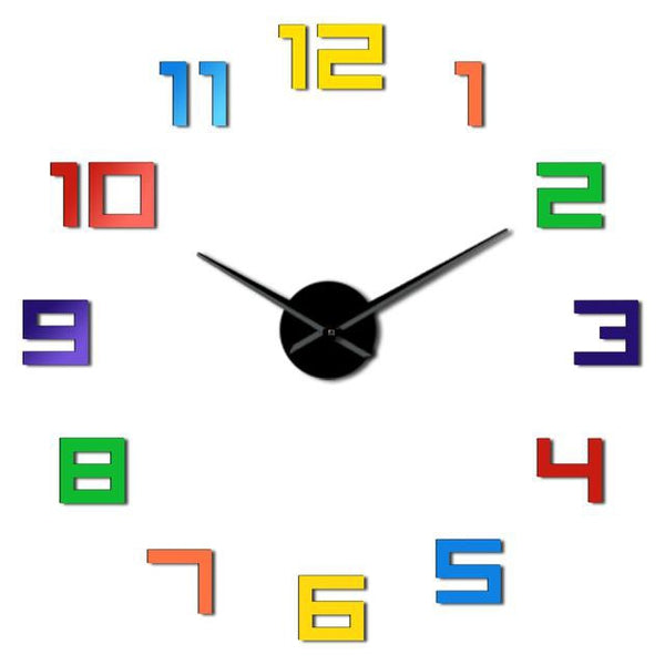 Colorful Numbers 3D Wall Clock Decal-TipTopHomeDecor