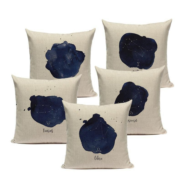 Constellation Blue Ink Watercolor Throw Pillow Cases-Tiptophomedecor-Interior-Design-Home-Decor