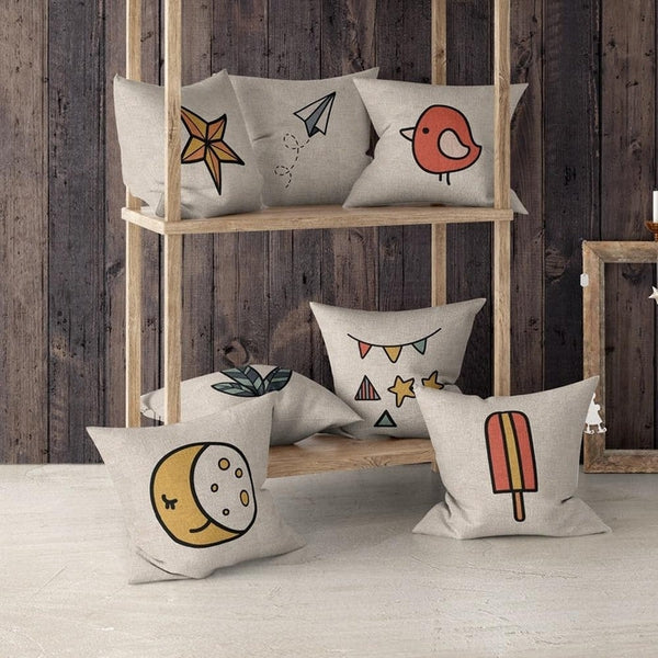 Cute Simple Moon Stars Cartoon Pillow Covers-TipTopHomeDecor