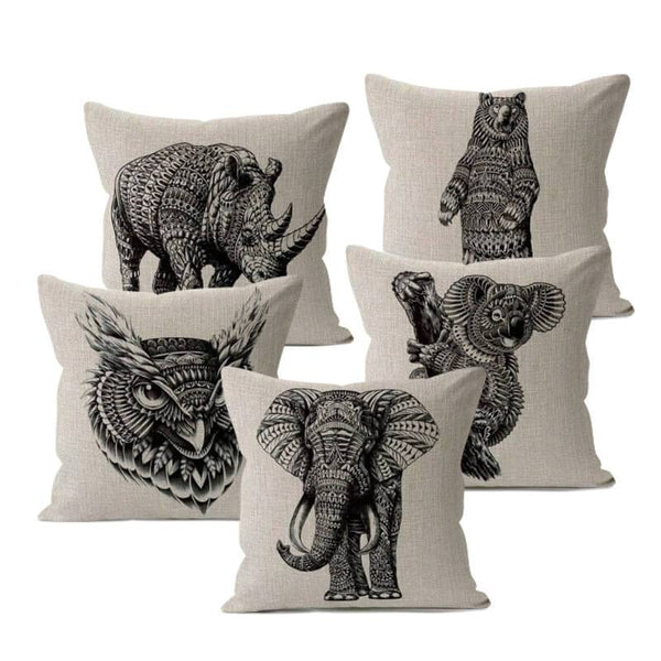Animal Sketch Pillow Covers