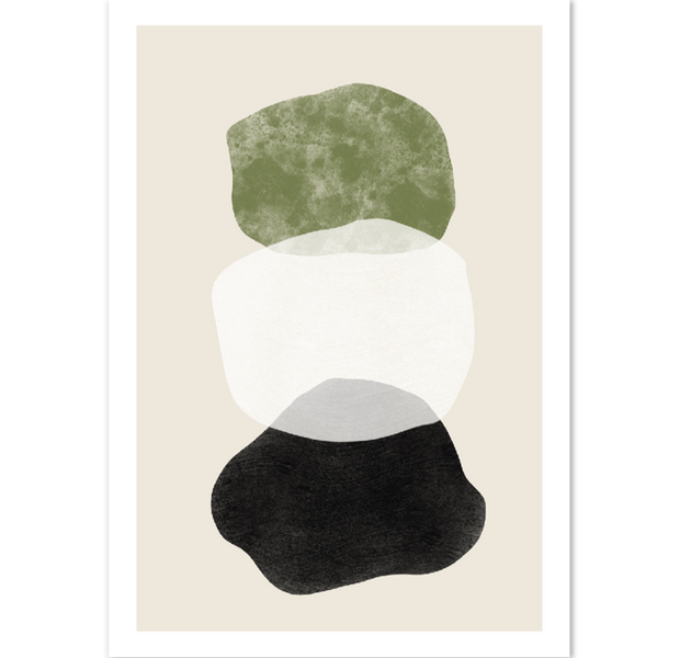 Black Beige Green Abstract Art Poster Nr. 3