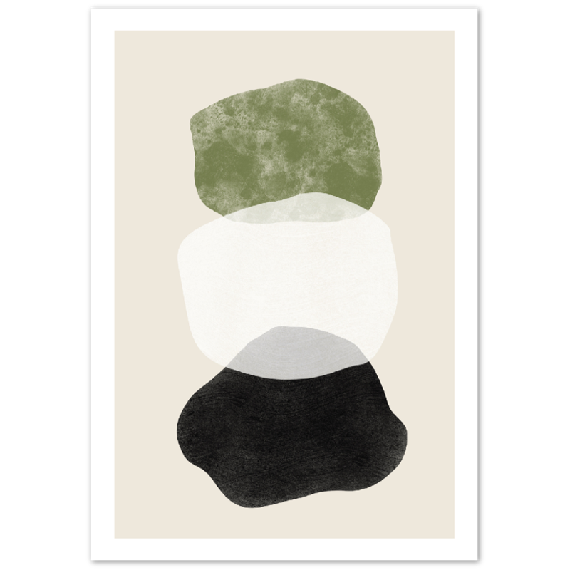 Black Beige Green Abstract Art Poster Nr. 3