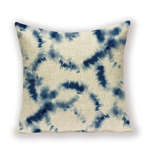 Deep Blue Batik Tie Dye Bohemian Cushion Covers-TipTopHomeDecor