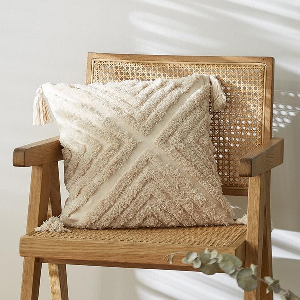 Diamond Zigzag Embroidered Natural Bohemian Cushion Covers-TipTopHomeDecor