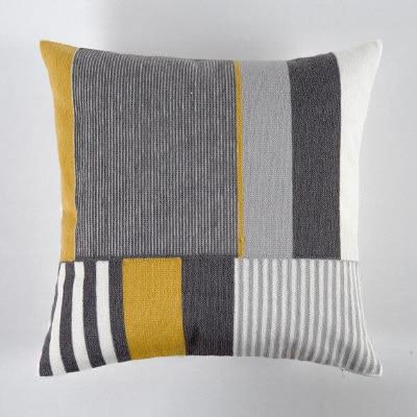 Embroidered Yellow Grey Geometric Throw Pillow Cases-Tiptophomedecor-Interior-Design-Home-Decor