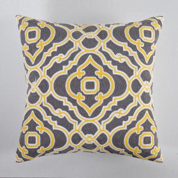 Embroidered Yellow Grey Geometric Throw Pillow Cases-Tiptophomedecor-Interior-Design-Home-Decor