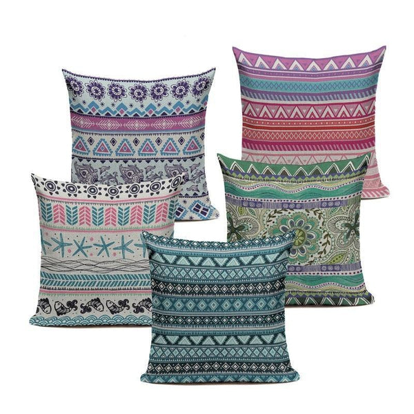 Bohemian Hippie Ethnic Soft Colors Cushion Covers-Tiptophomedecor-Interior-Design-Home-Decor