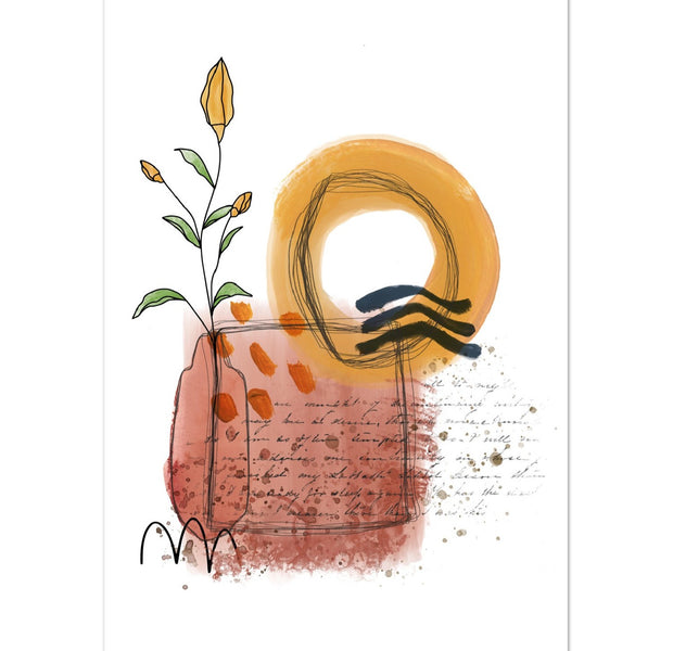 “Flower In Chaos” Mixed Media Modern Art Poster