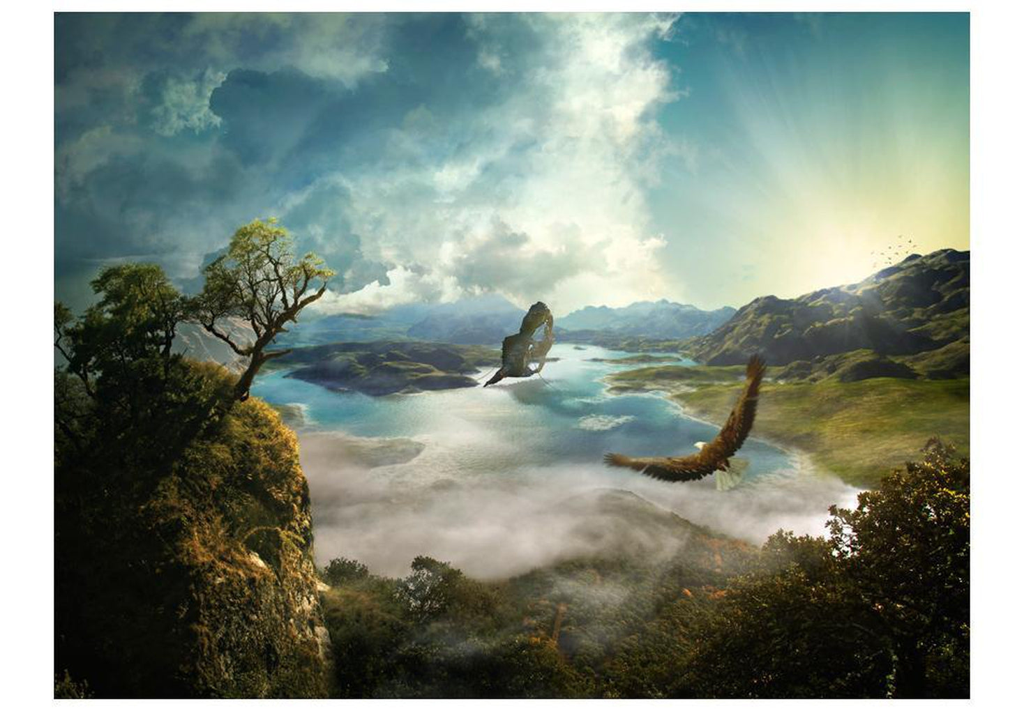 Wall mural - The flight over the lake-TipTopHomeDecor