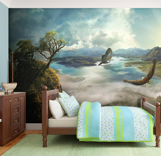 Wall mural - The flight over the lake-TipTopHomeDecor