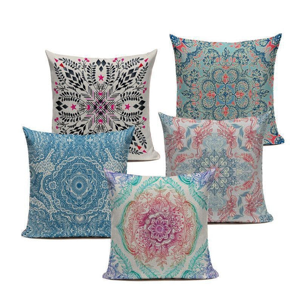 Floral Mandala Bohemian Indian Cushion Covers-Tiptophomedecor-Interior-Design-Home-Decor