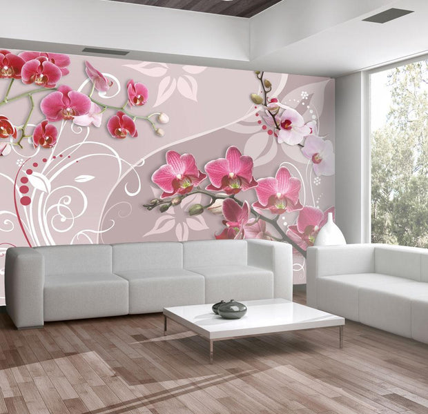 Wall mural - Flight of pink orchids-TipTopHomeDecor