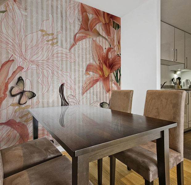 Wall mural - Flowers and butterflies-TipTopHomeDecor