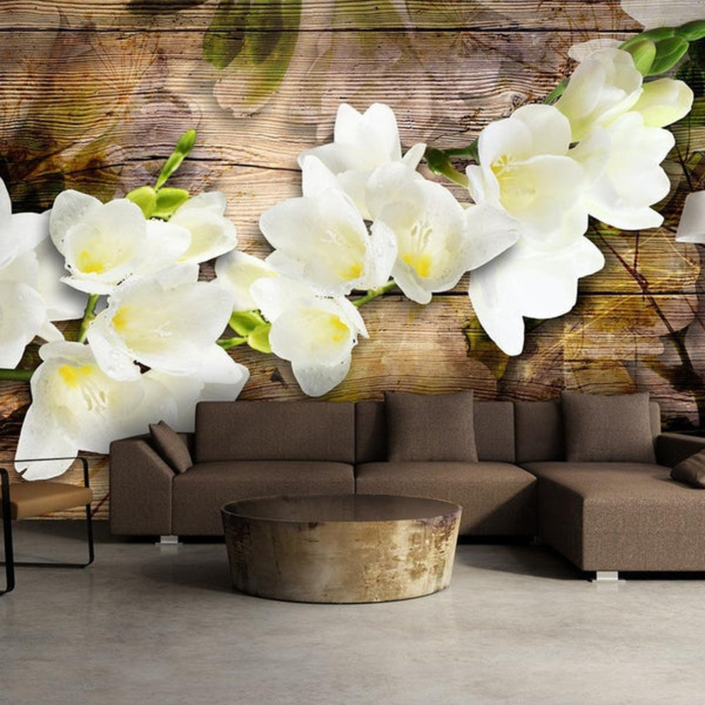 Wall mural - Freesia on Wood-TipTopHomeDecor