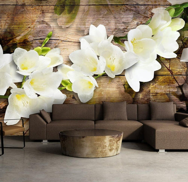 Wall mural - Freesia on Wood-TipTopHomeDecor