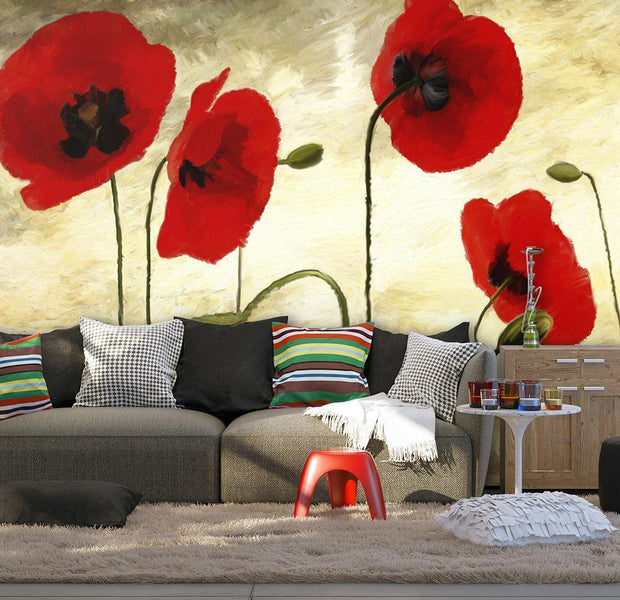 Wall mural - Golden Field of Poppies-TipTopHomeDecor